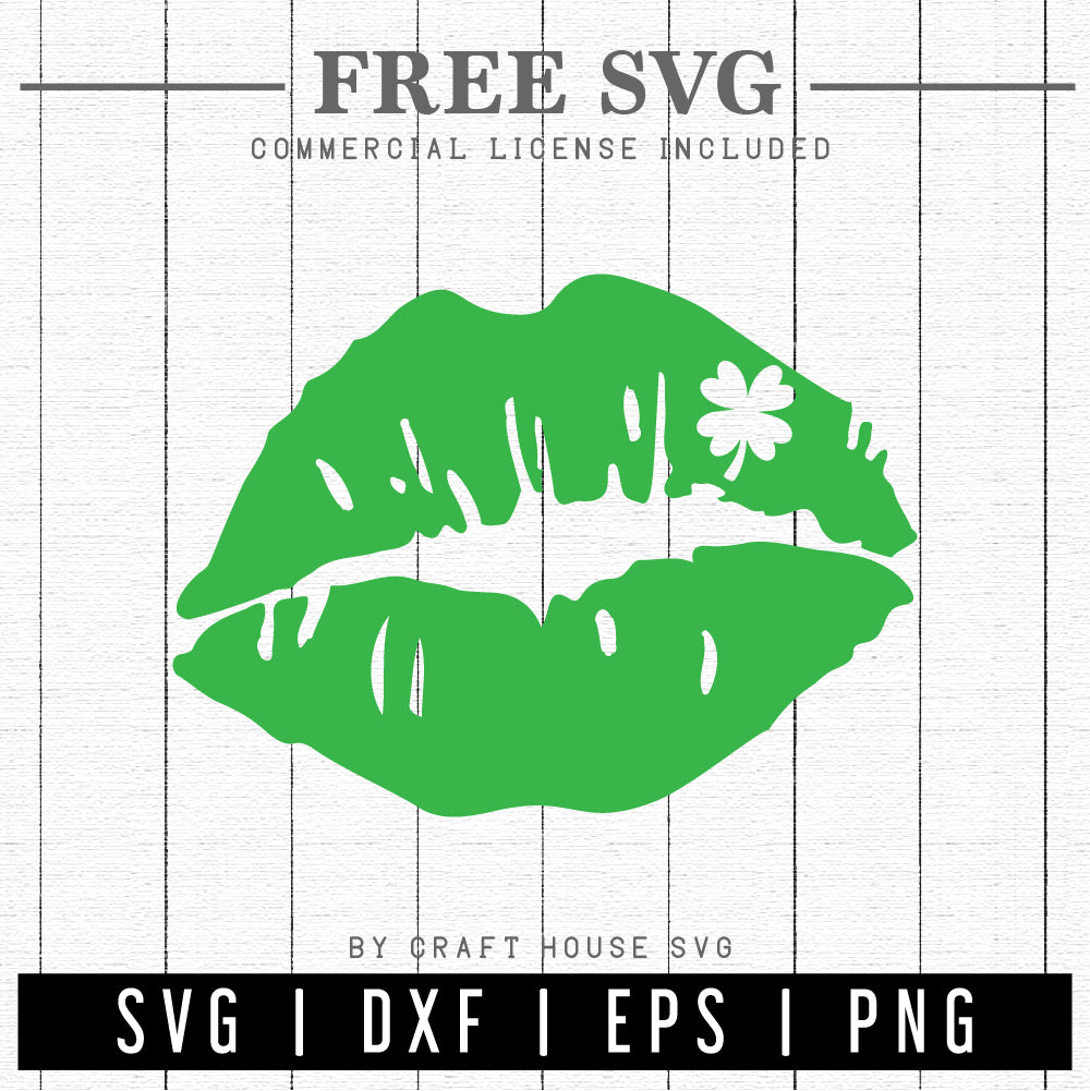 FREE Lips with clover leaf SVG file | St. Patrick's Day SVG | FB182 - Craft House SVG