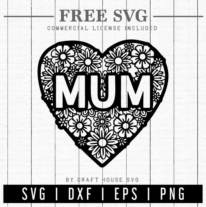 FREE Mum Floral Heart SVG | Mothers Day SVG | FB191