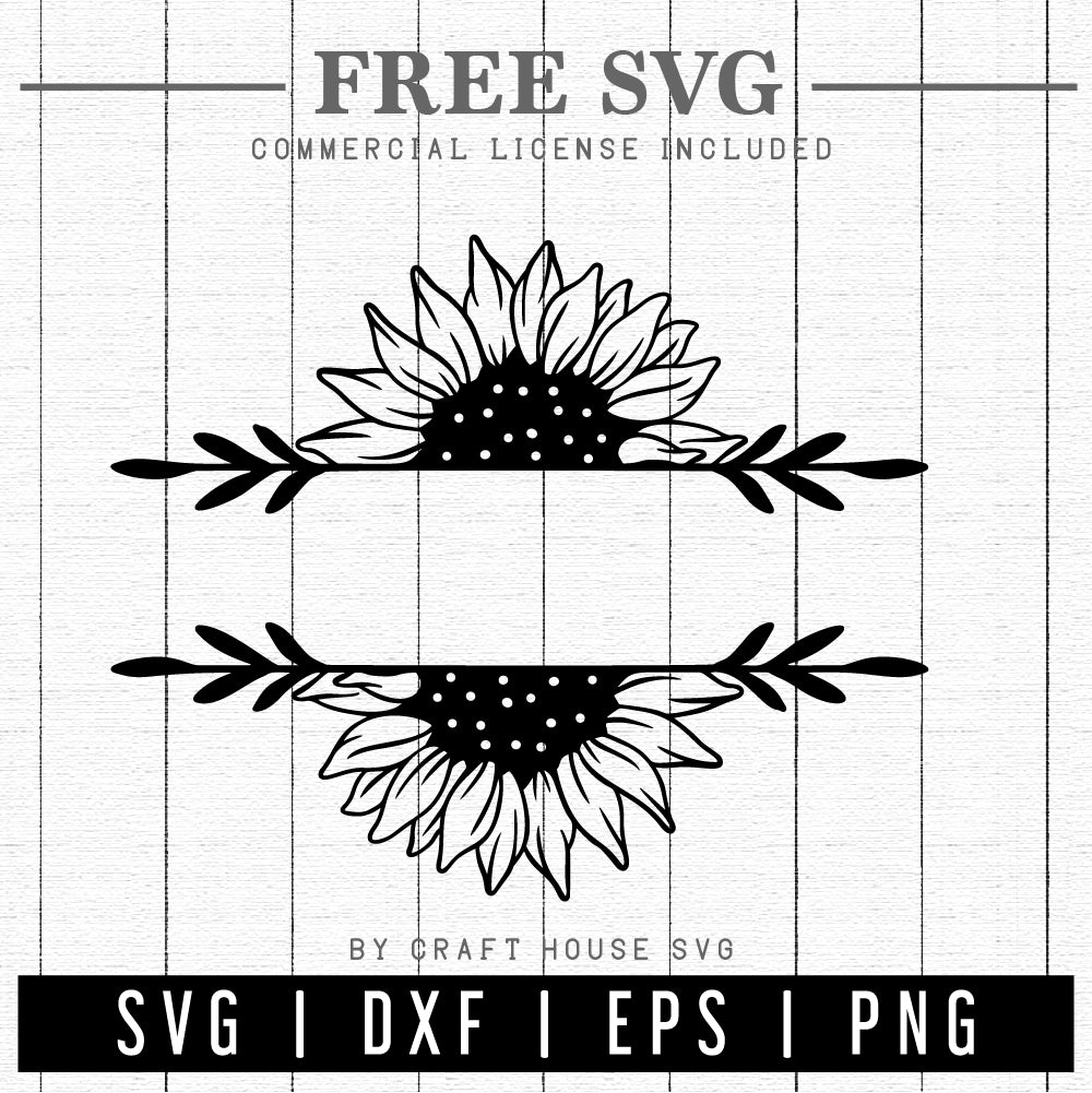 FREE Sunflower Split Monogram SVG | Sunflower SVG | FB193 - Craft House SVG