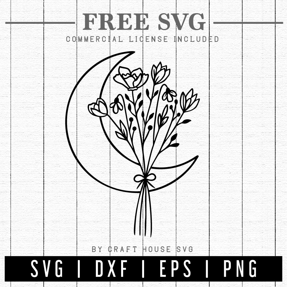 FREE Moon wildflowers SVG | Flowers SVG | FB195 - Craft House SVG