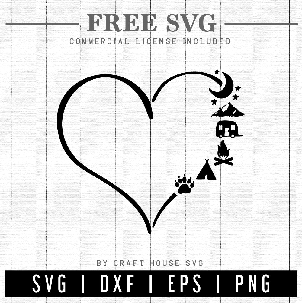 FREE Camping heart SVG | Camping icons heart SVG | FB196 - Craft House SVG