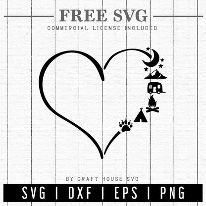 FREE Camping heart SVG | Camping icons heart SVG | FB196 - Craft House SVG