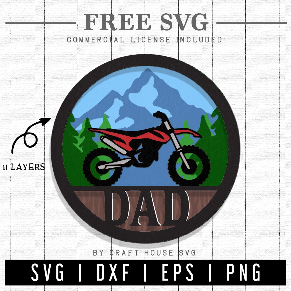 FREE 3D Layered Dirt bike Dad SVG cut file Motorcycle SVG | FB209