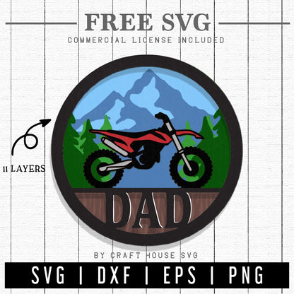 FREE 3D Layered Dirt bike Dad SVG cut file Motorcycle SVG | FB209
