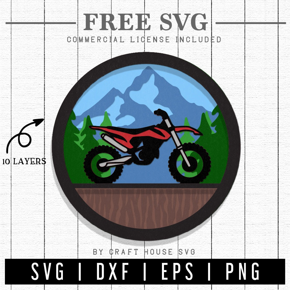 FREE 3D Layered Dirt bike SVG cut file Motorcycle SVG | FB210 - Craft House SVG
