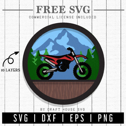 FREE 3D Layered Dirt bike SVG cut file Motorcycle SVG | FB210 - Craft House SVG