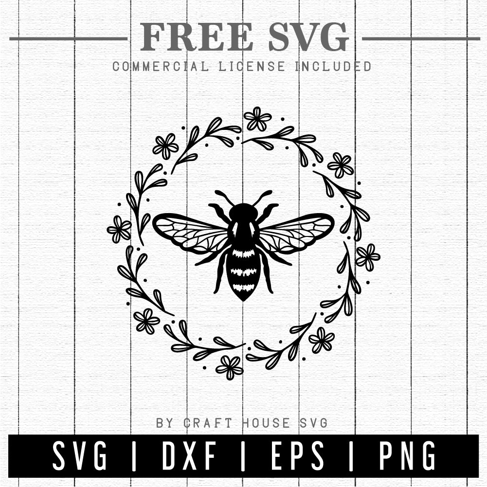 FREE Bee Floral Frame SVG cut file | FB213 - Craft House SVG