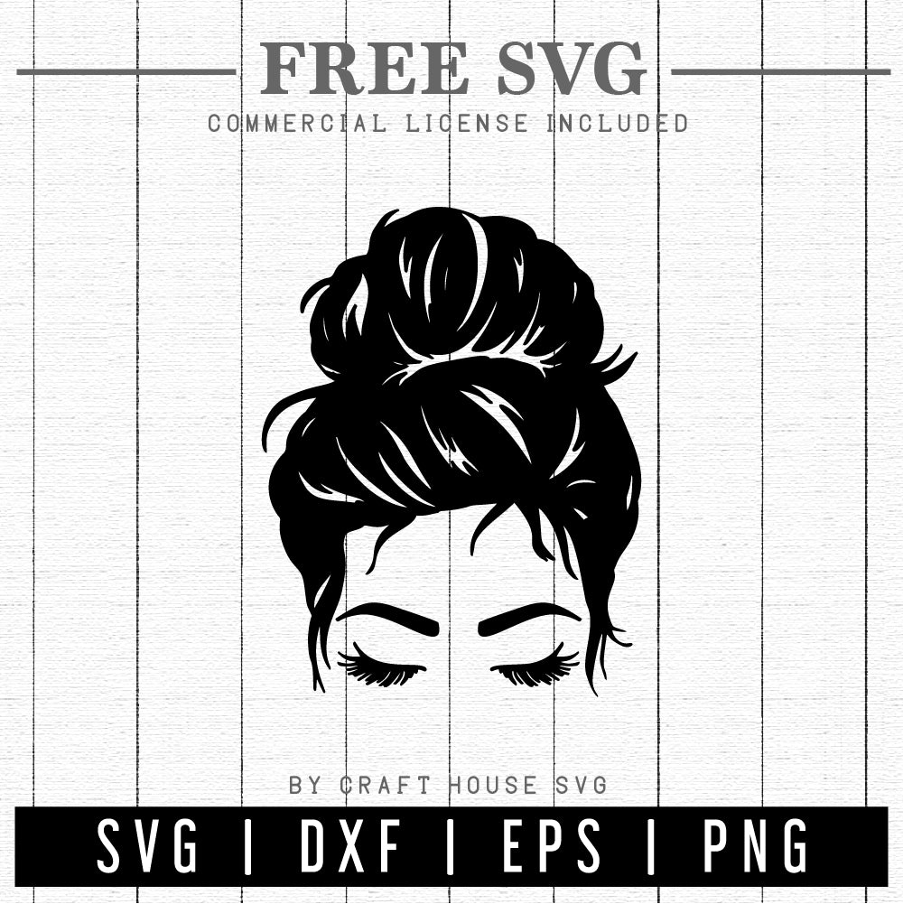 FREE Mom Messy Bun SVG cut file | FB214 - Craft House SVG