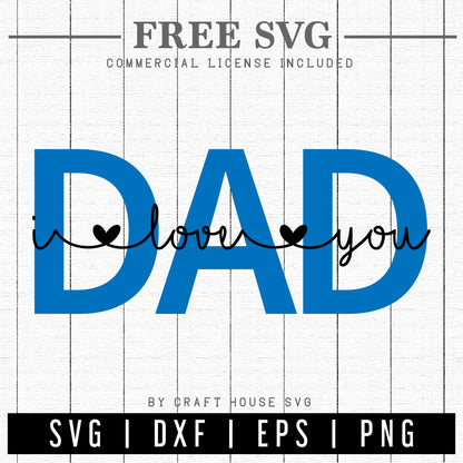 FREE Father's Day SVG cut file Dad I love you SVG | FB216 - Craft House SVG