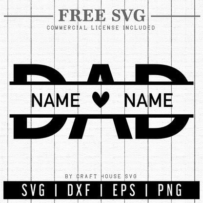 FREE Father's Day SVG cut file Dad Split Monogram SVG | FB217