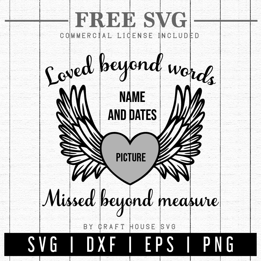 FREE Angel wings SVG Loved beyond words missed beyond measure SVG | FB218