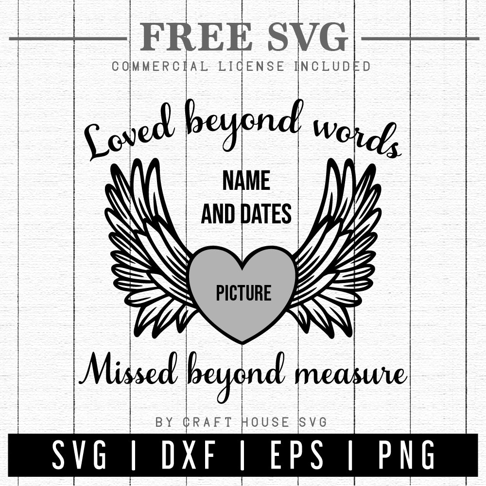 FREE Angel wings SVG Loved beyond words missed beyond measure SVG | FB218 - Craft House SVG