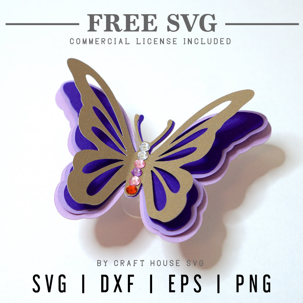 FREE 3D Layered Butterfly SVG | FB224 - Craft House SVG