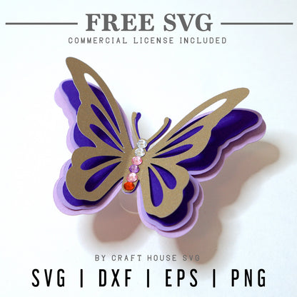 FREE 3D Layered Butterfly SVG | FB224 - Craft House SVG