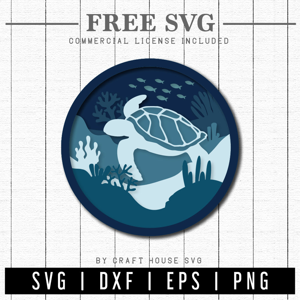 FREE 3D Layered Sea Turtle SVG | FB228 - Craft House SVG