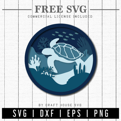 FREE 3D Layered Sea Turtle SVG | FB228 - Craft House SVG