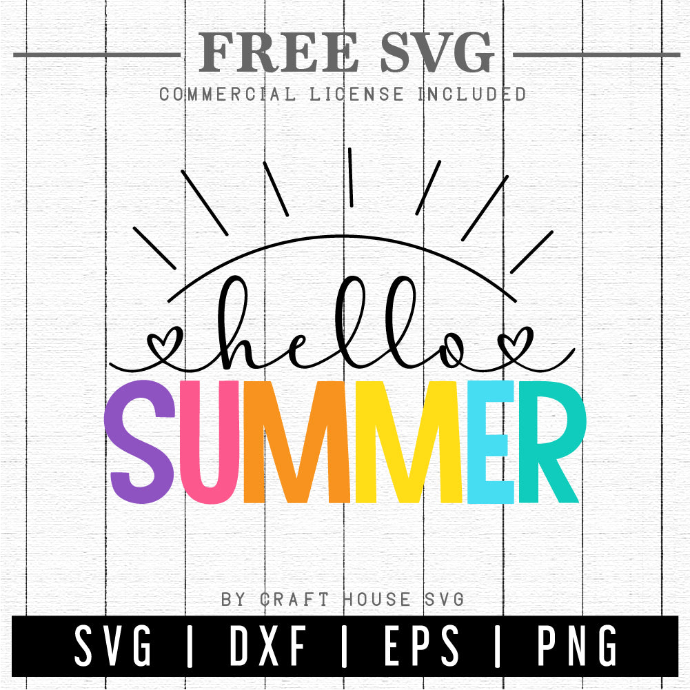 FREE Hello Summer SVG | FB230 - Craft House SVG