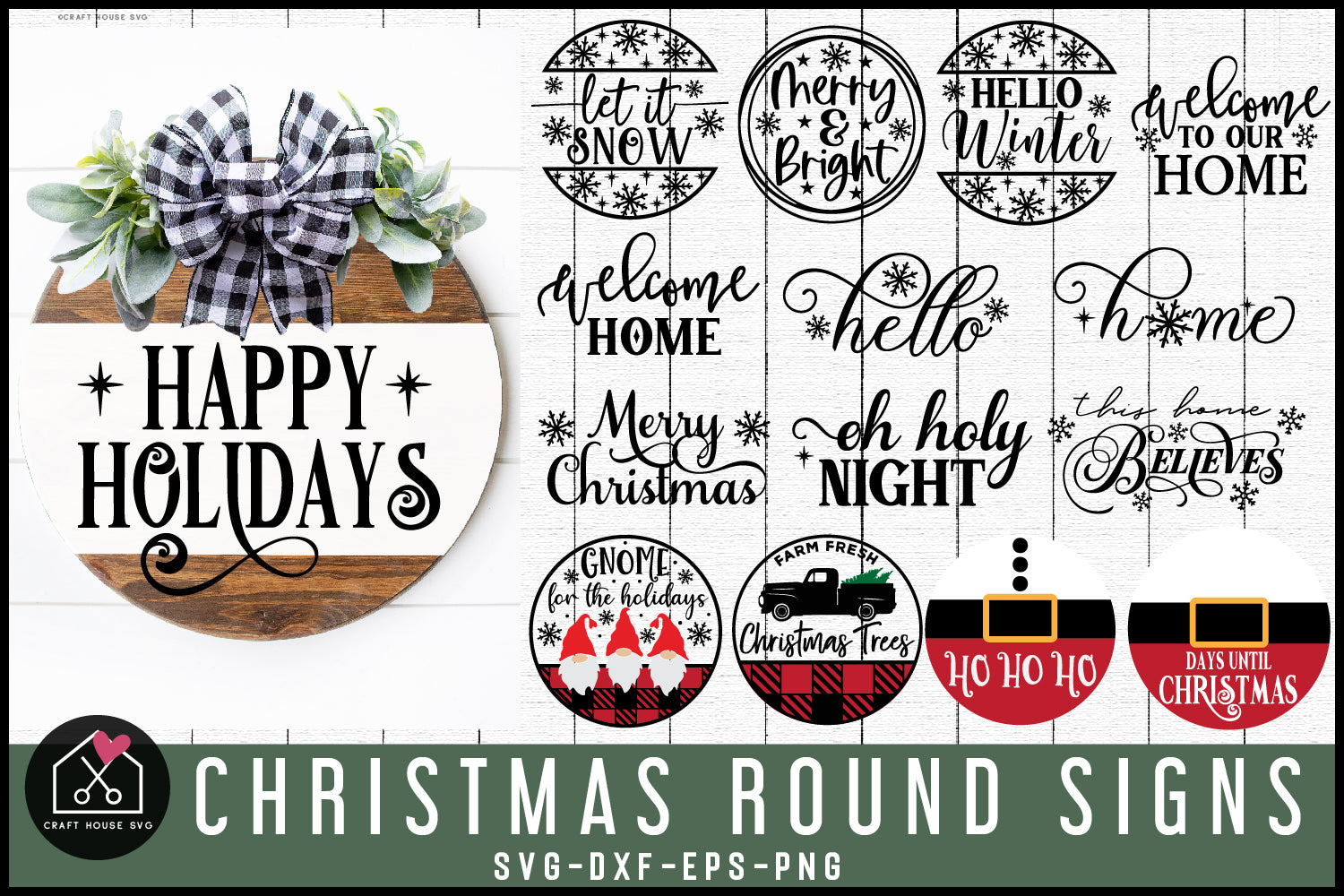 Christmas Round Wood Signs SVG Bundle - Craft House SVG