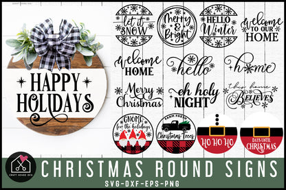 Christmas Round Wood Signs SVG Bundle - Craft House SVG