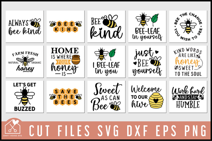 Bee Quotes SVG Bundle, Honey Bumble Bee Sign Cut Files