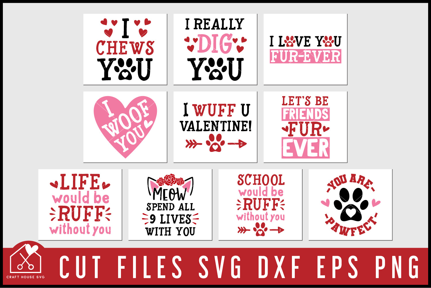 Dog Valentine's Day SVG Bundle - Craft House SVG