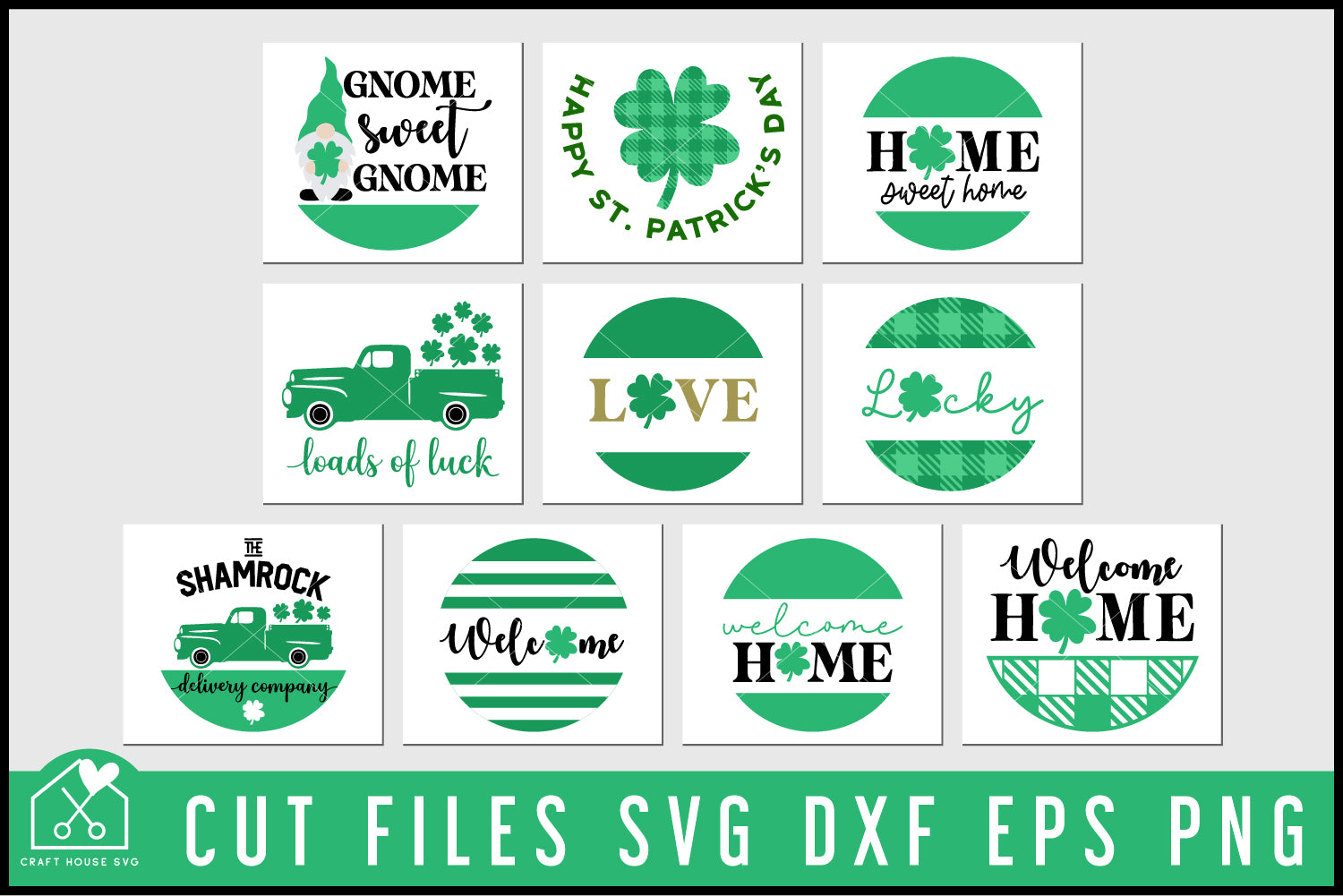 St. Patrick's Day Round Signs SVG Bundle Welcome Sign Cut Files