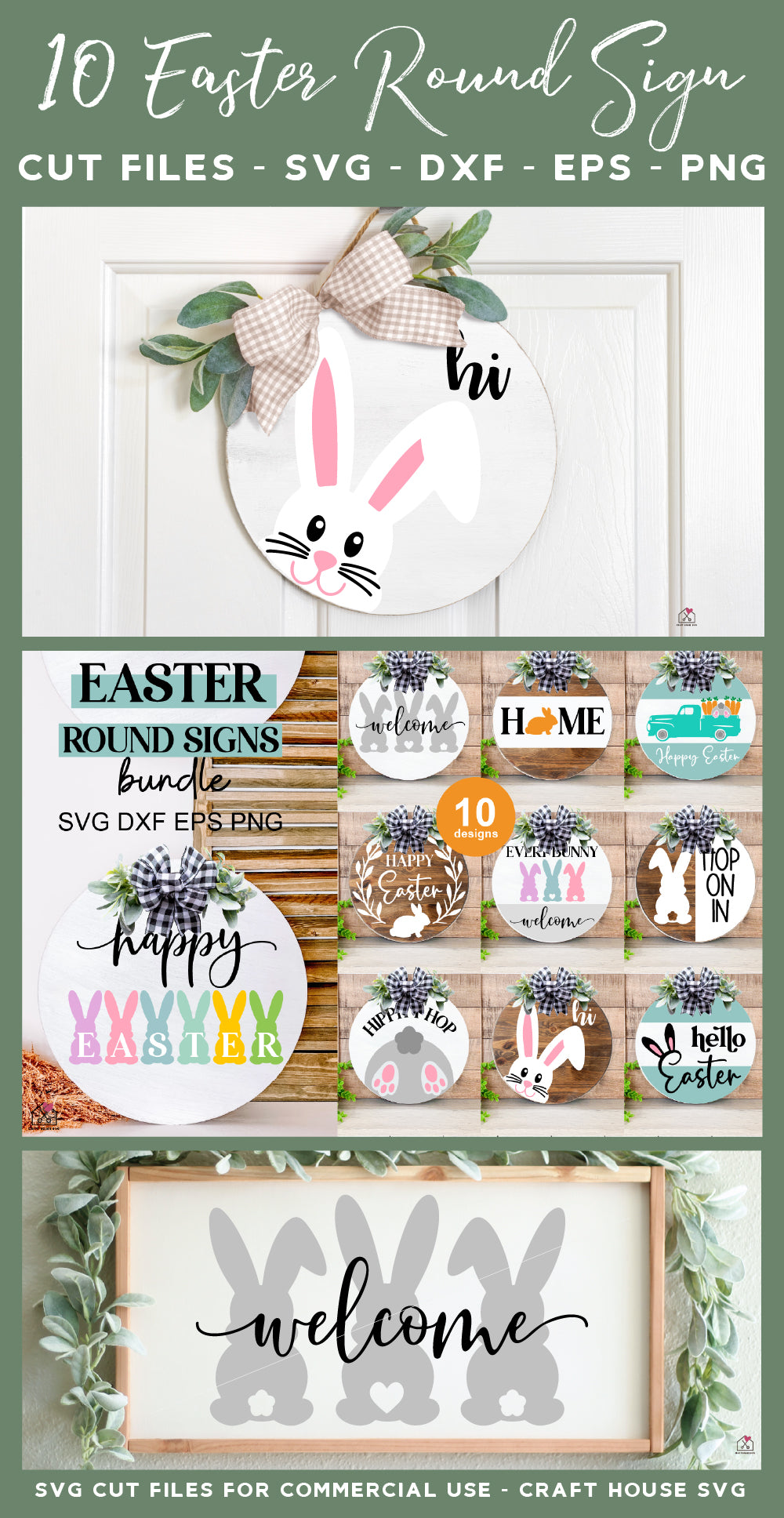 Easter Round Signs SVG Bundle - Craft House SVG