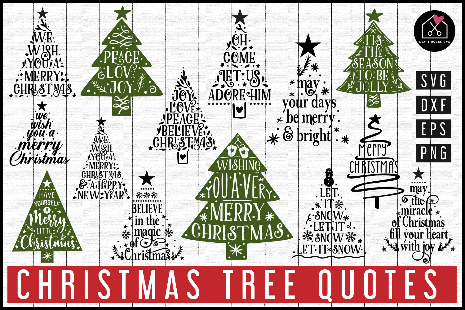 Christmas Tree Quotes SVG Bundle - Craft House SVG