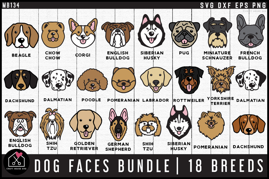 Dog Faces SVG Bundle Dog Breeds Cut Files