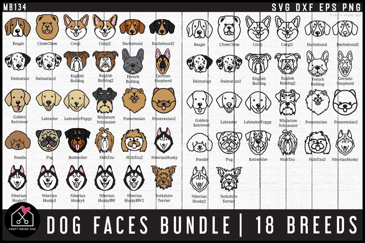 Dog Faces SVG Bundle Dog Breeds Cut Files