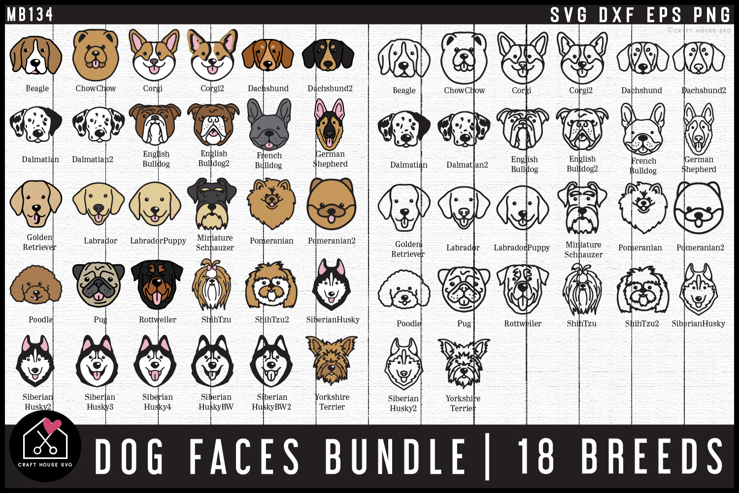 Dog Faces SVG Bundle - Craft House SVG