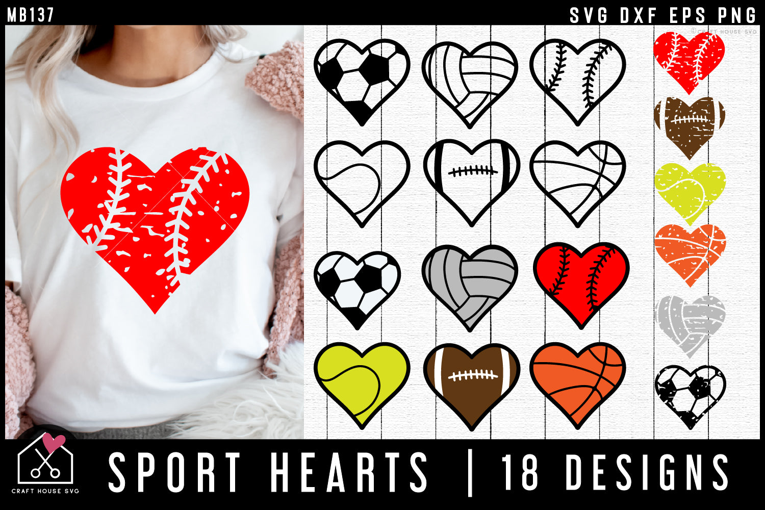 Sport Hearts SVG cut file bundle