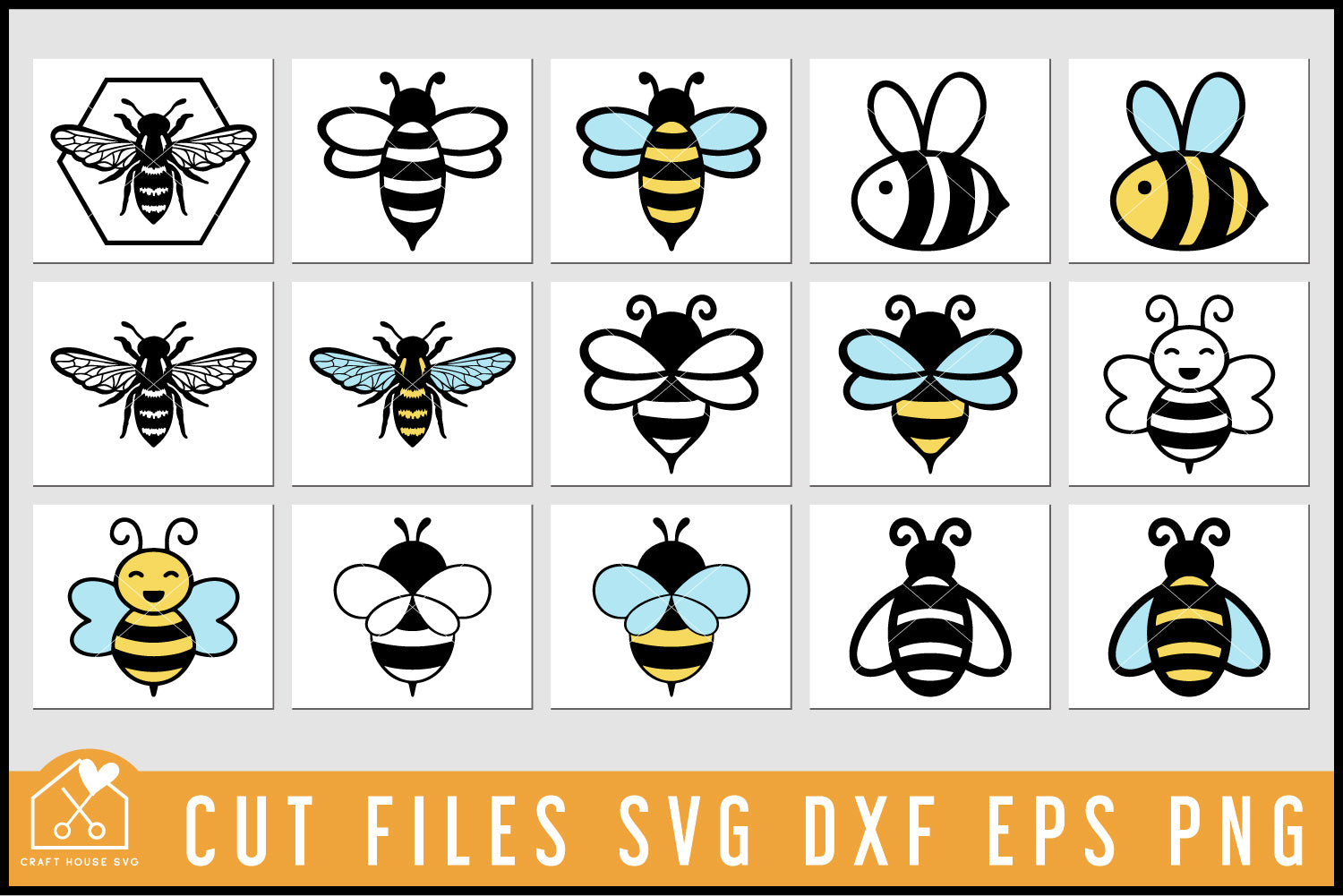 Bee SVG Bundle, Honey Bumble Bee Cut Files
