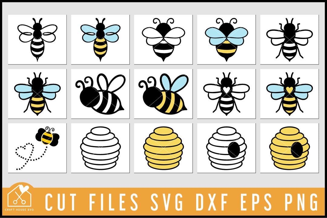 Bee SVG Bundle, Honey Bumble Bee Cut Files
