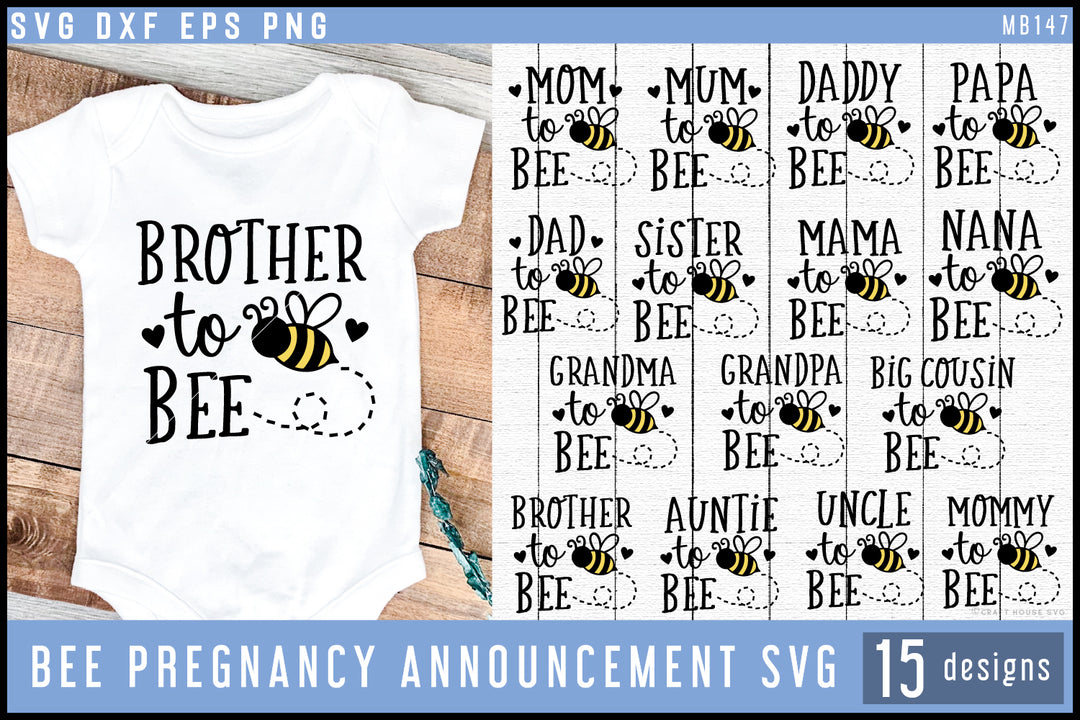 Pregnancy Announcement SVG Bundle, Bumble Bee Family Cut Files