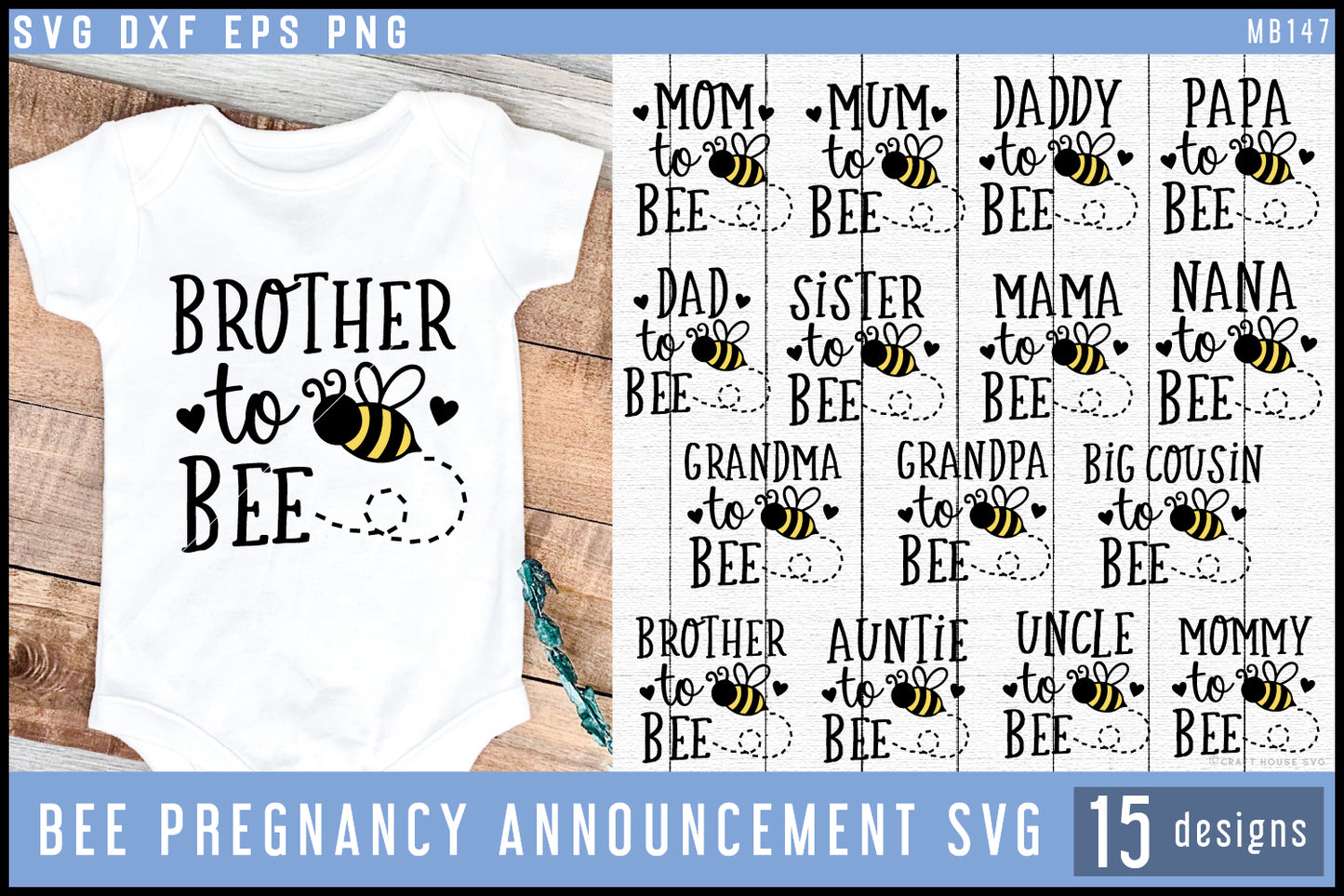 Bee Pregnancy Announcement SVG Bundle - Craft House SVG
