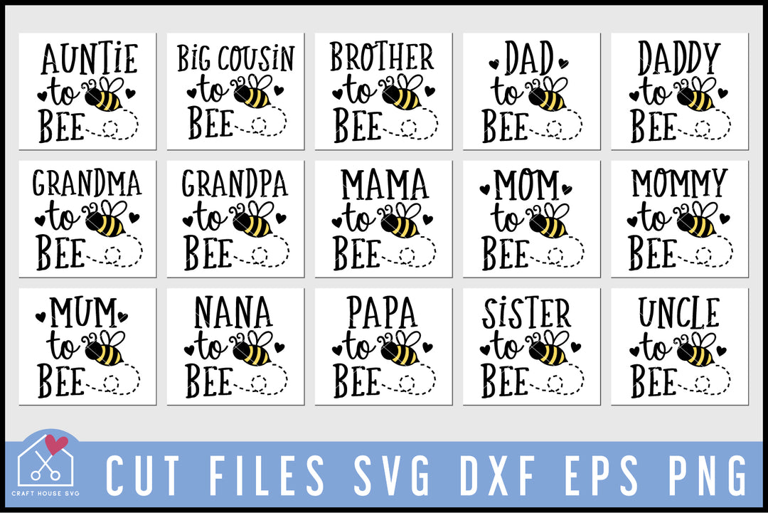 Pregnancy Announcement SVG Bundle, Bumble Bee Family Cut Files