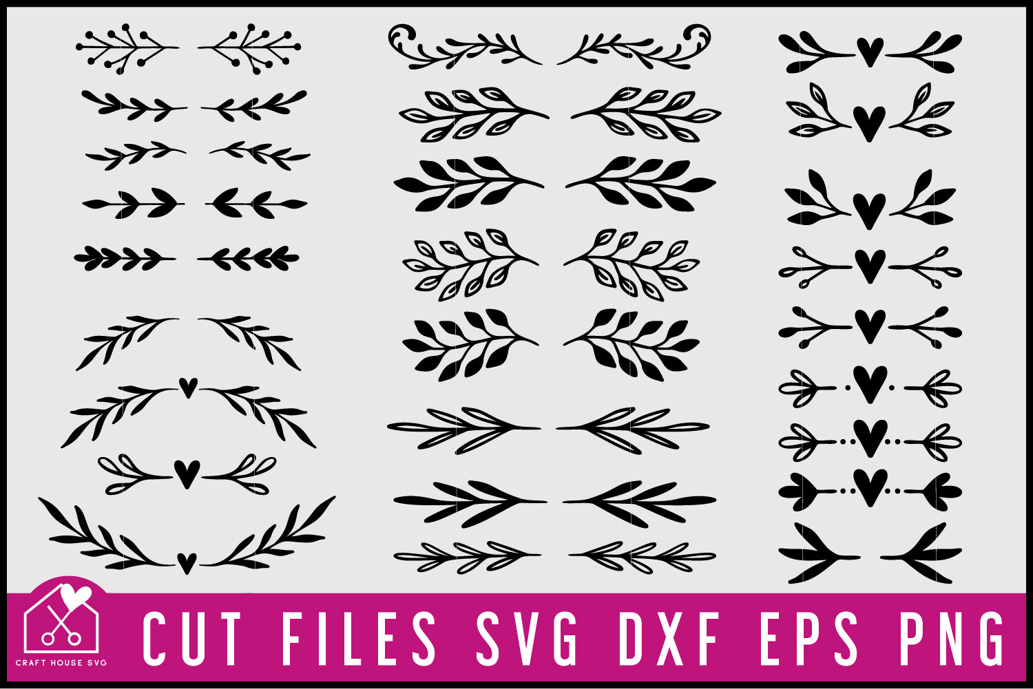 Floral Text Dividers SVG Bundle, Flourish Decorative Elements Cut Files