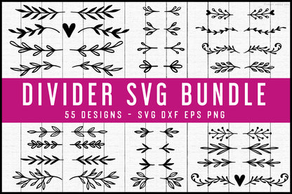 Floral Flourish Text Dividers SVG Bundle