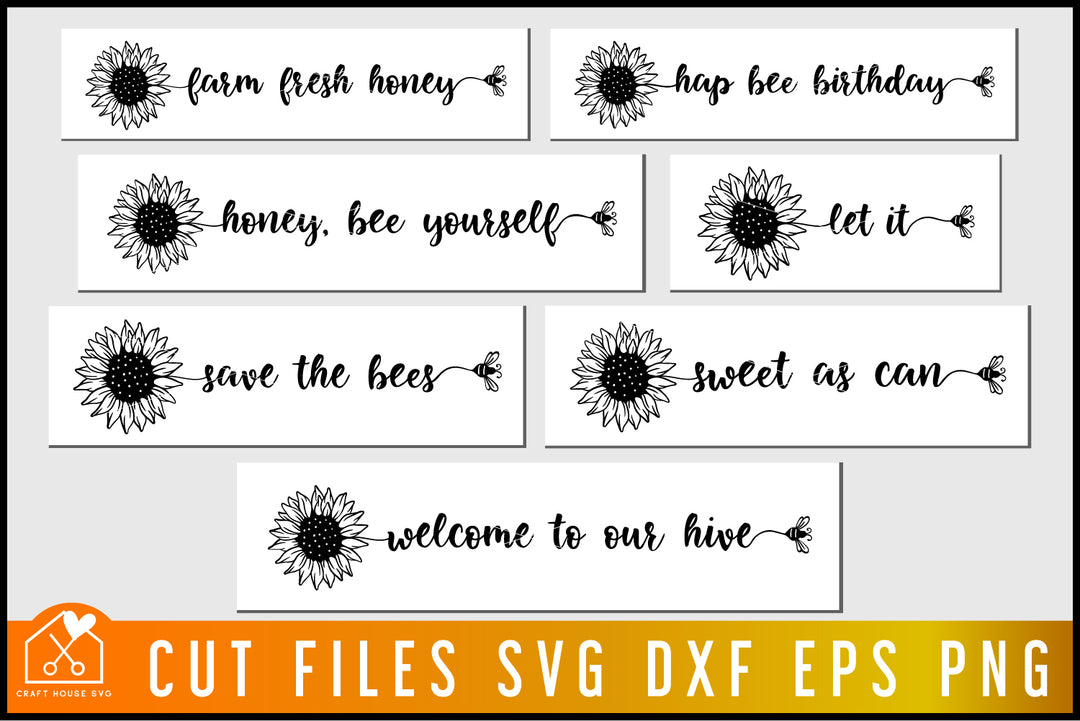 Bee Quotes SVG Bundle, Sunflower Inspirational Cut Files