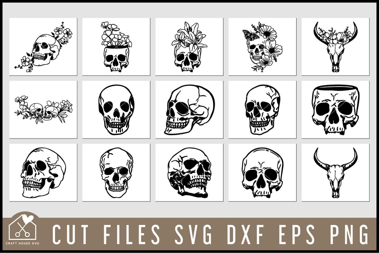 Skull SVG Bundle Floral Halloween