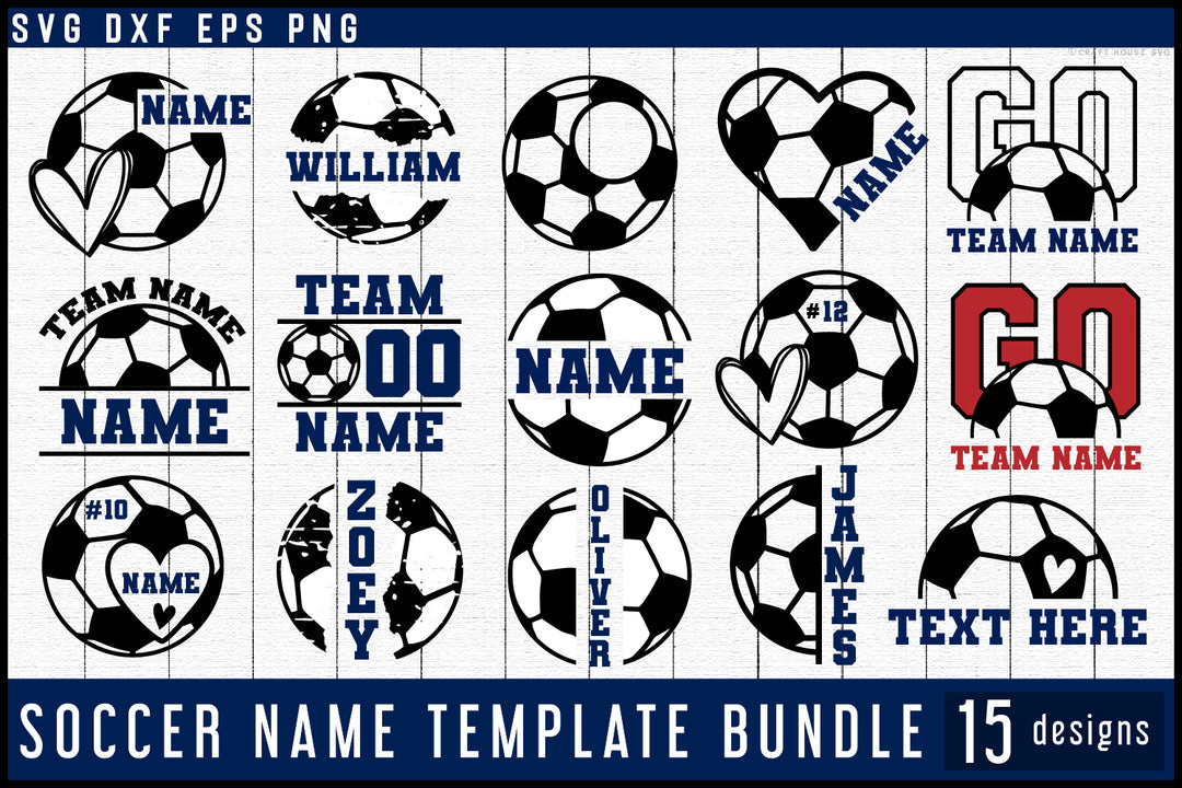 Soccer Name Template SVG Bundle Football Monogram Cut Files