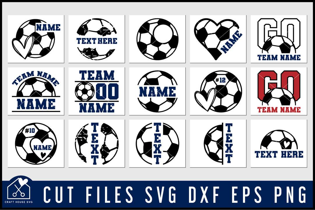 Soccer Name Template SVG Bundle Football Monogram Cut Files