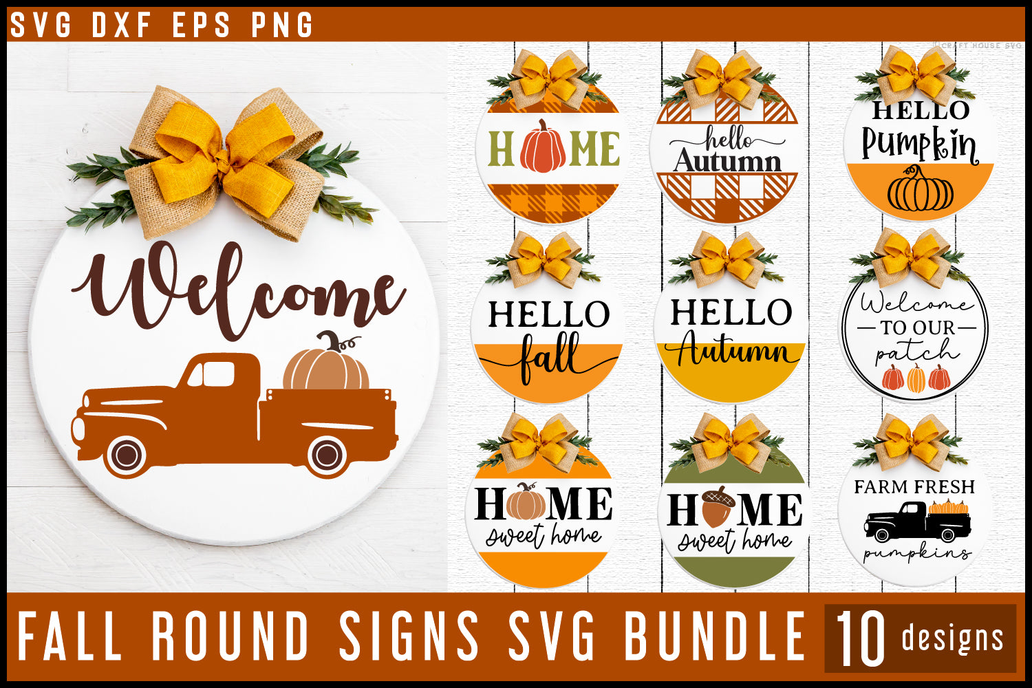 Fall Round Porch Signs SVG Bundle