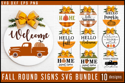 Fall Round Porch Signs SVG Bundle - Craft House SVG