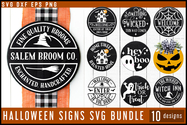 Halloween SVG Bundle Round Welcome Sign Design Cut Files