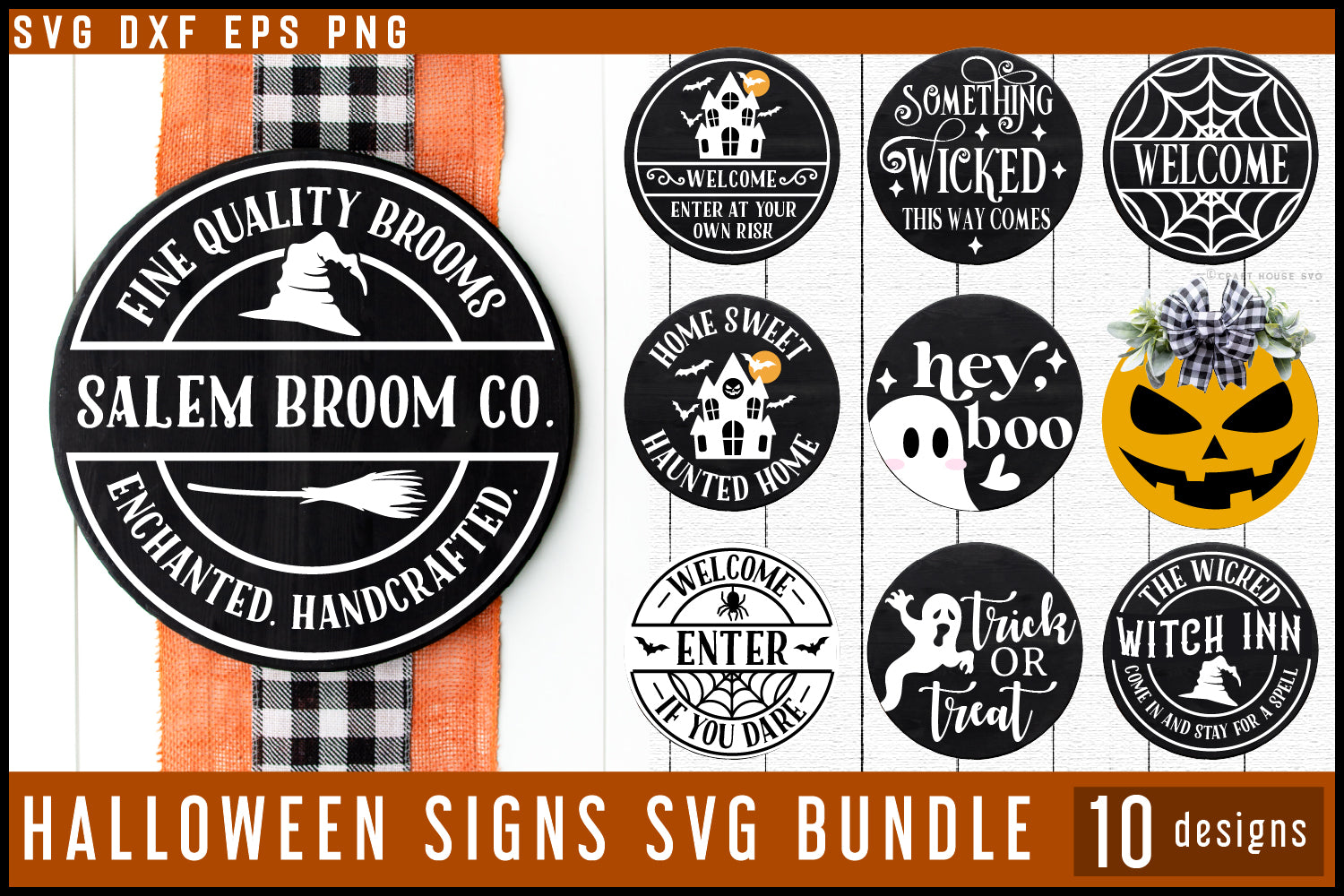 Halloween SVG Bundle Round Welcome Sign