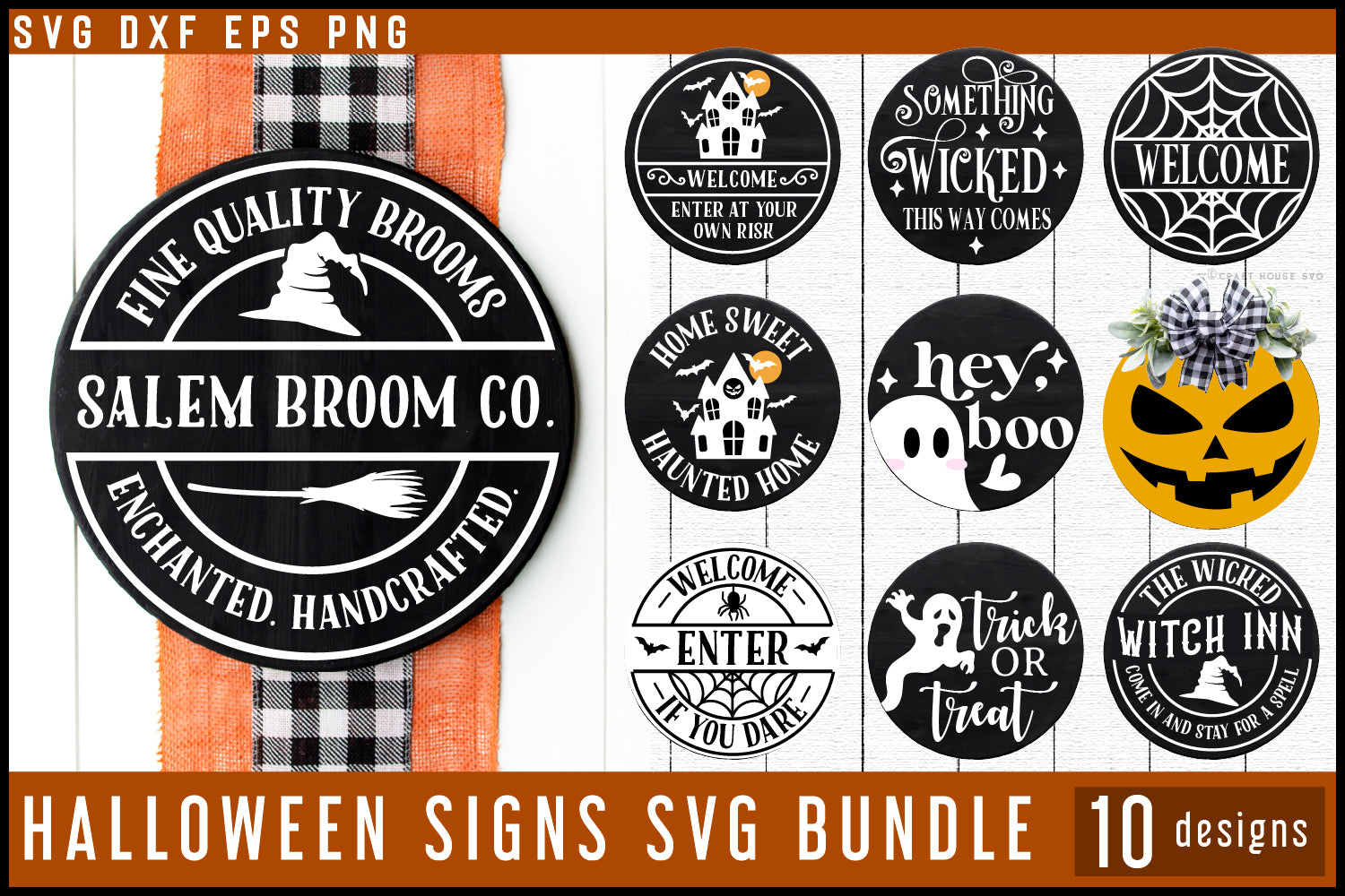 Halloween SVG Bundle Round Welcome Sign - Craft House SVG