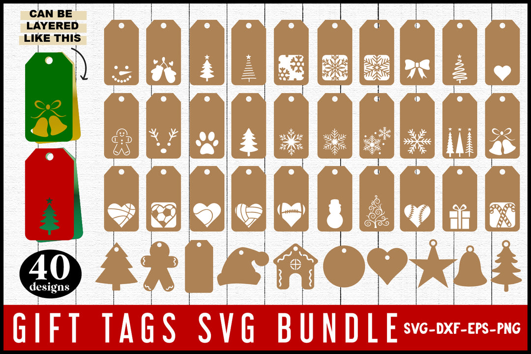 Gift Tags SVG Bundle Christmas Cut Files