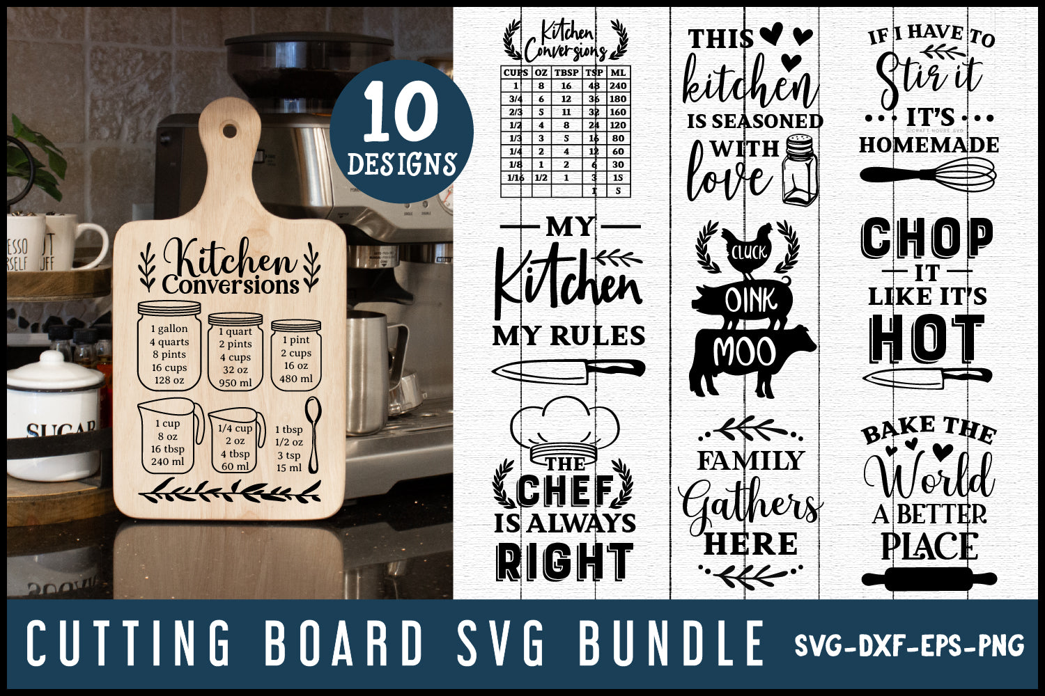 Cutting Board Kitchen SVG Bundle - Craft House SVG